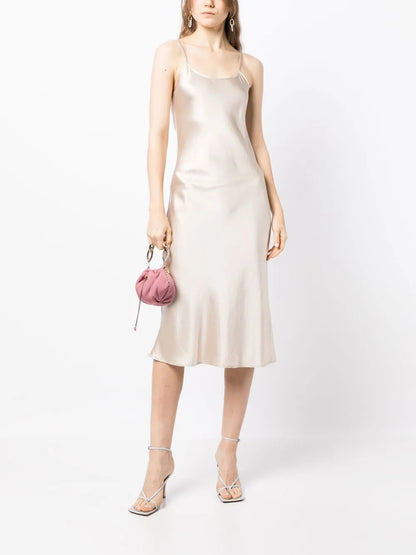 Silk-Satin Midi Slip Dress