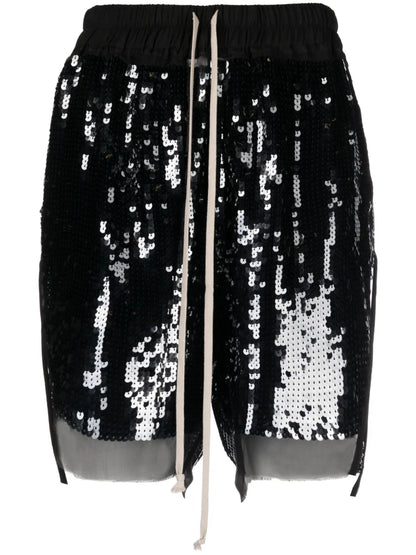 Sequin-Embellished Track Shorts