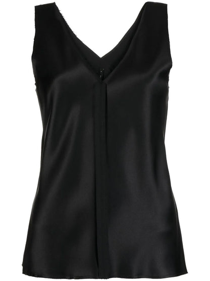 Silk Raw-Edge Tank Top