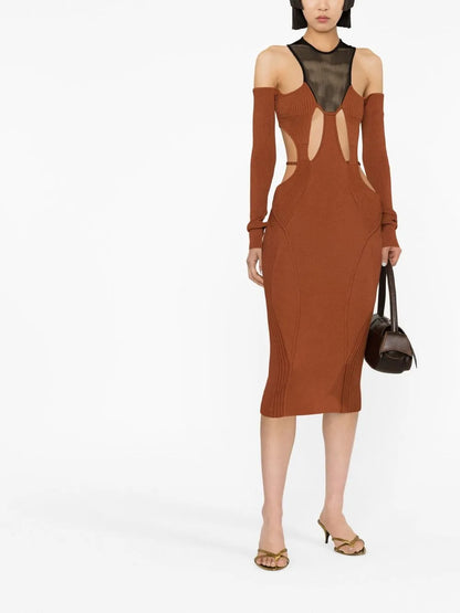 Cut-Out Halterneck Midi Dress