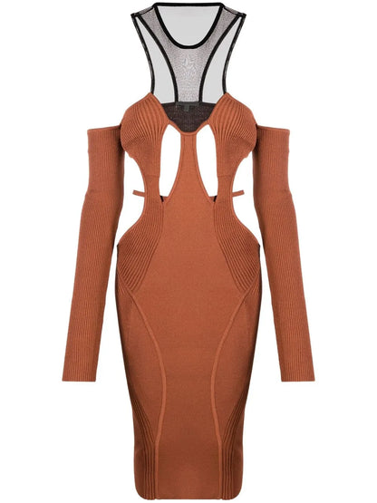 Cut-Out Halterneck Midi Dress