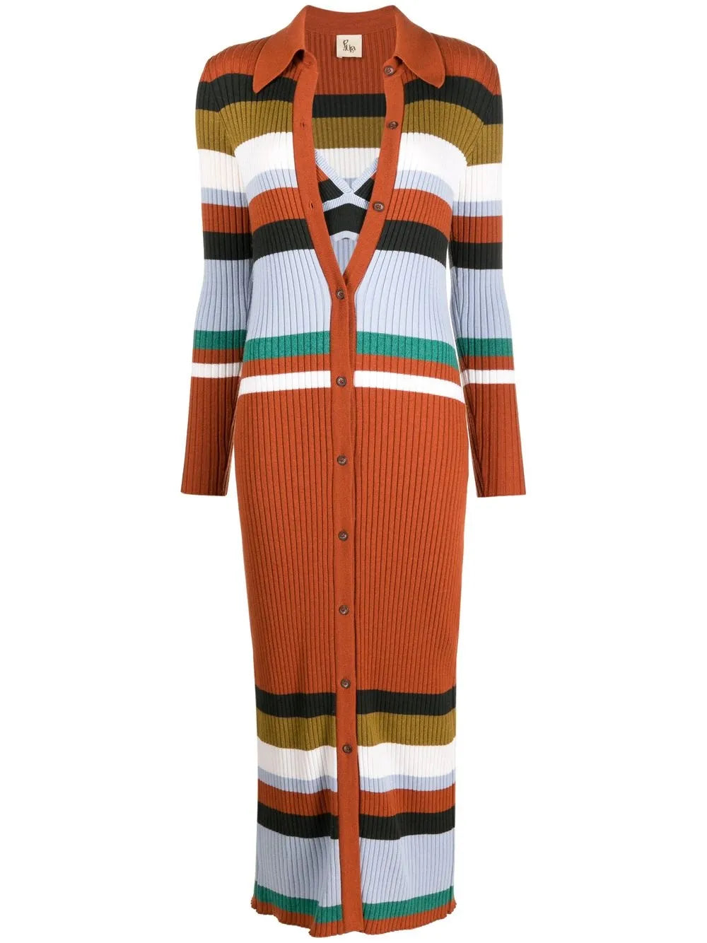 Striped Ribbed-Knit Dress