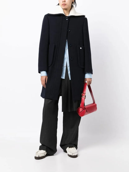 Wide-Collar Single-Breasted Coat
