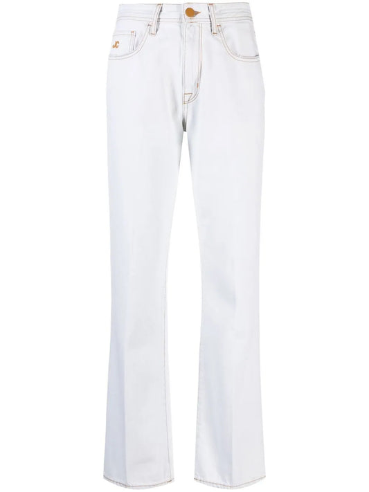 Embroidered-Logo Tapered Jeans