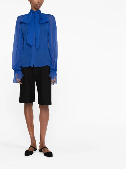 Pussy-Bow Silk Blouse