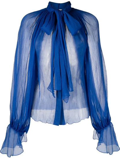 Pussy-Bow Silk Blouse