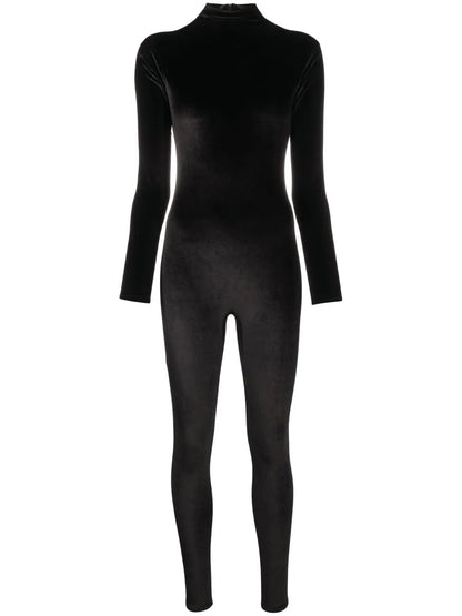Long-Sleeve Velvet Jumpsuit
