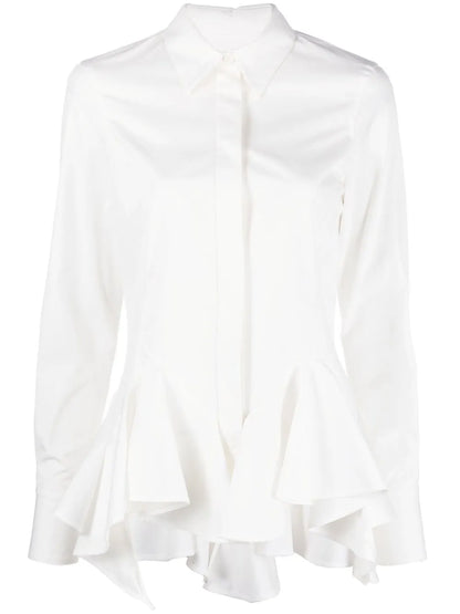 Peplum-Hem Cotton Shirt