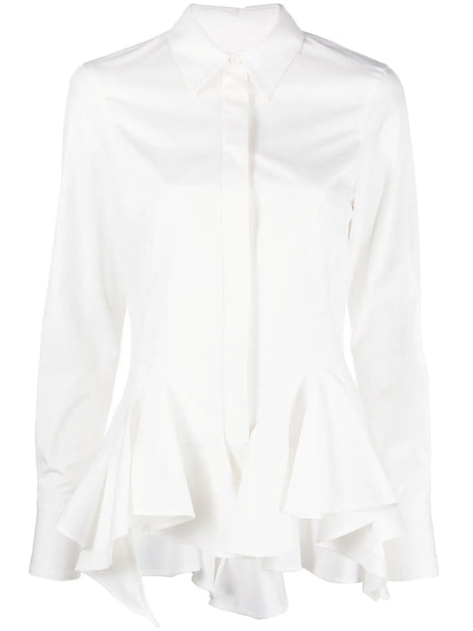 Peplum-Hem Cotton Shirt