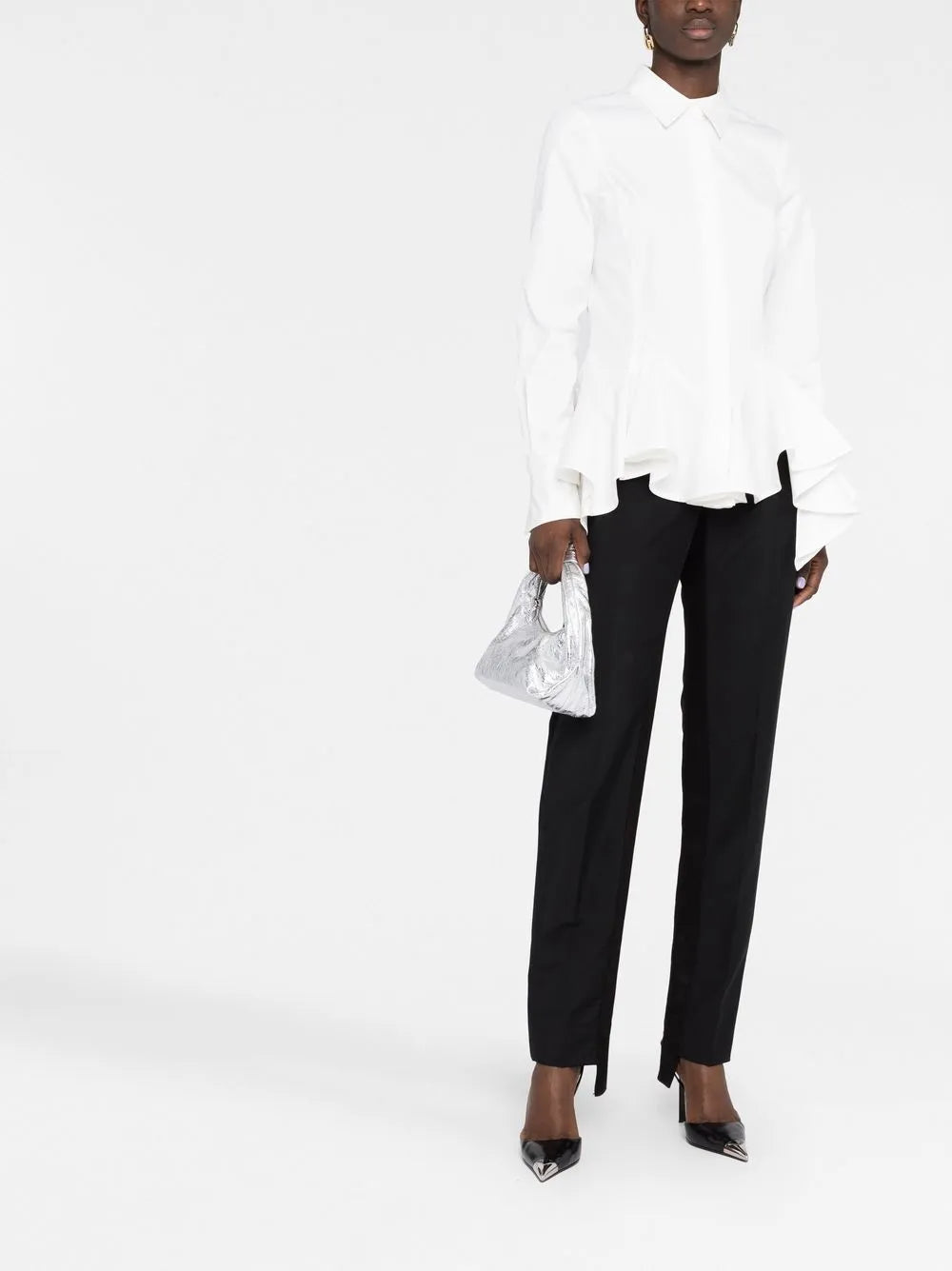 Peplum-Hem Cotton Shirt