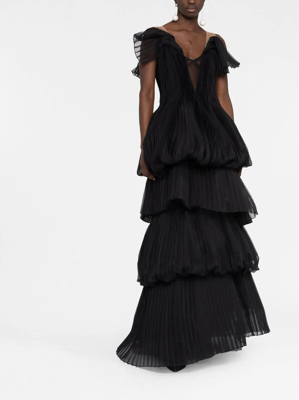 Pleated Tiered Gown