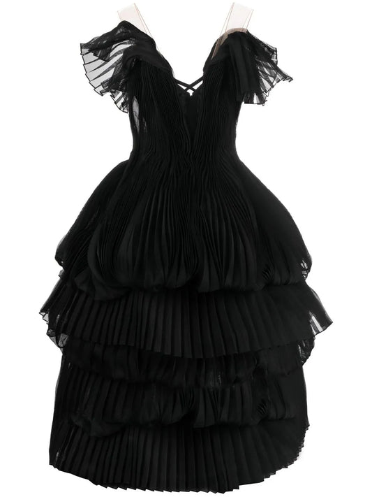 Pleated Tiered Gown