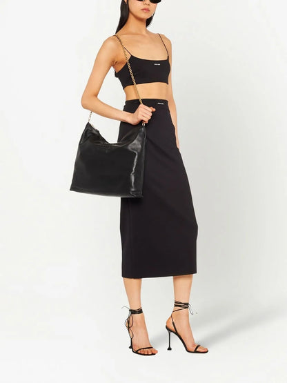 High-Waist Stretch Midi Skirt