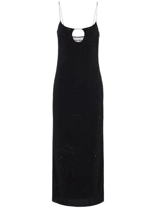 Rhinestone-Embellished Georgette Dress