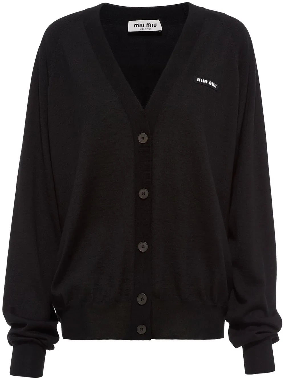 Fine-Knit Logo-Patch Cardigan