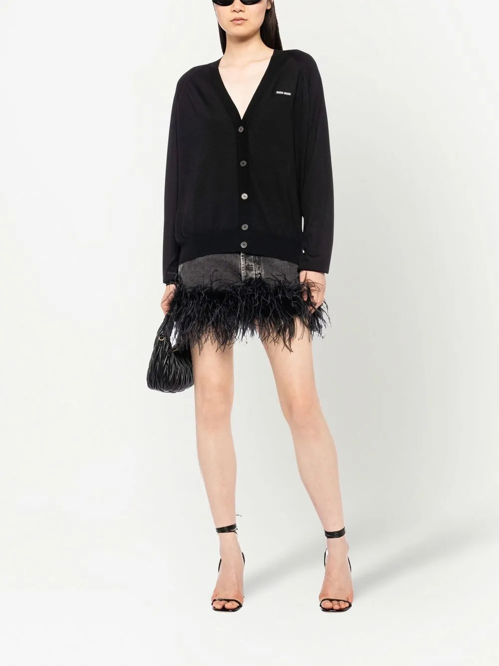 Fine-Knit Logo-Patch Cardigan