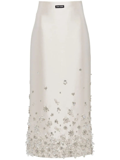 Floral-Embellished Midi Skirt