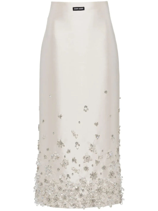 Floral-Embellished Midi Skirt