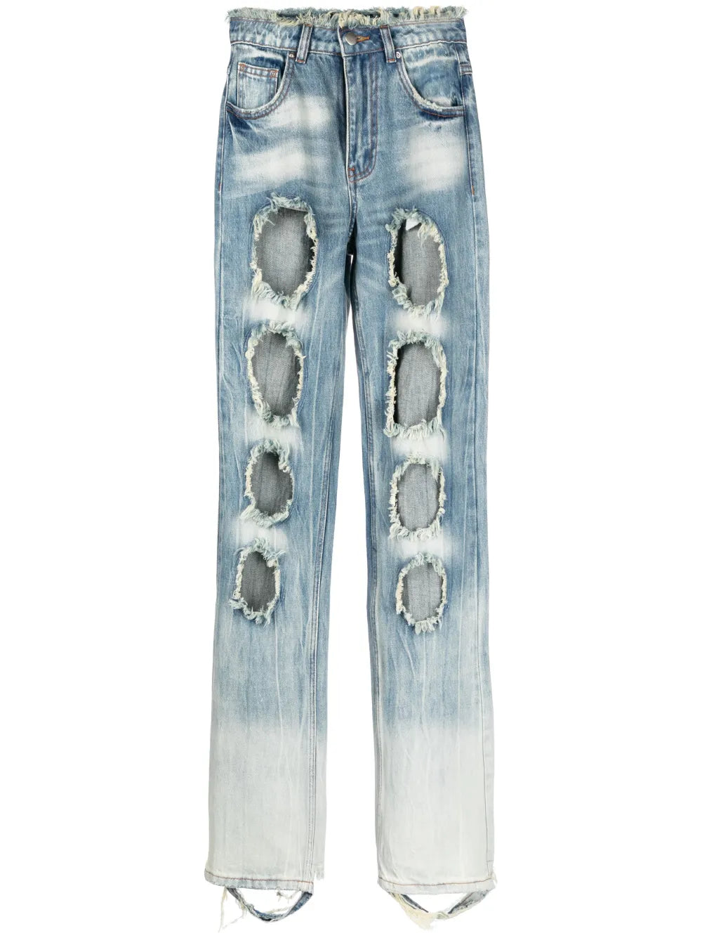 Distressed-Effect Straight-Leg Jeans
