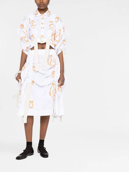 Bow Wreath Adjustable Cropped Blouse