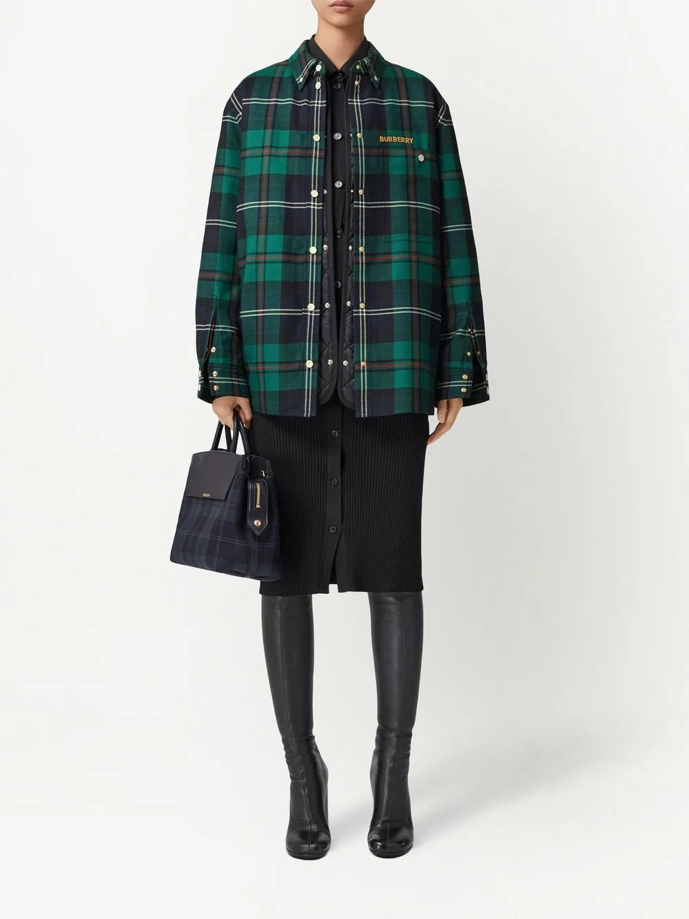 Logo-Embroidered Check Overshirt