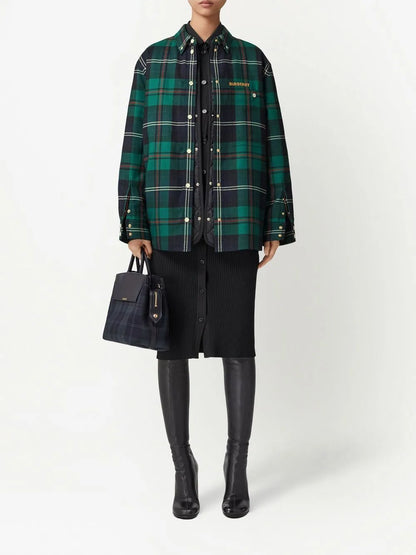 Logo-Embroidered Check Overshirt
