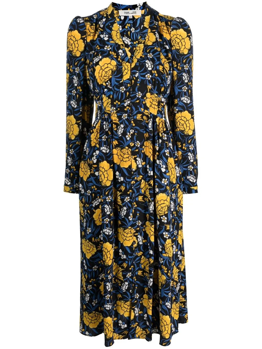 Floral Print V-Neck Midi Dress