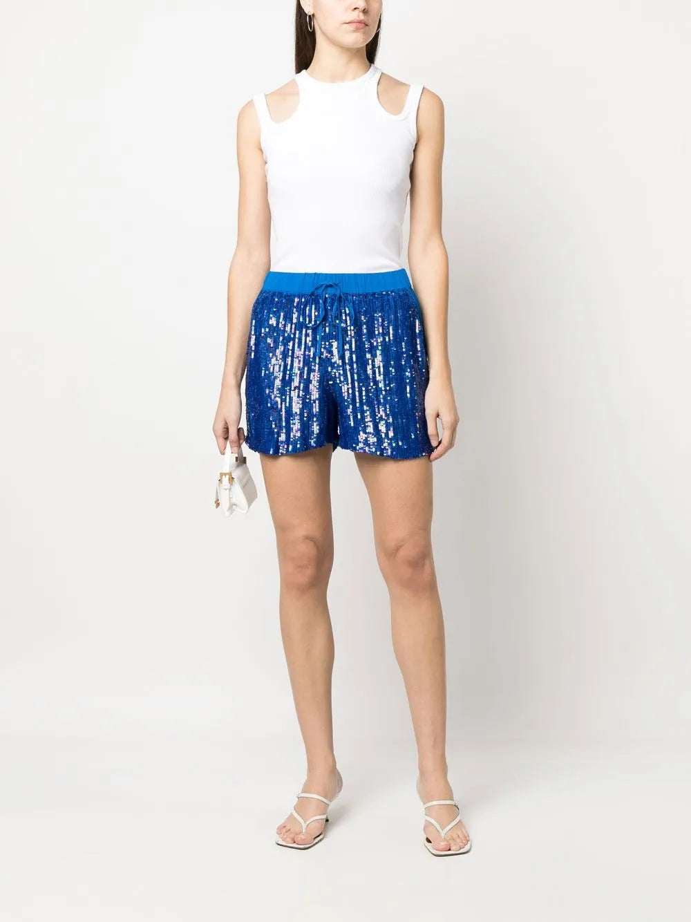 Sequin-Embellished Drawstring Shorts