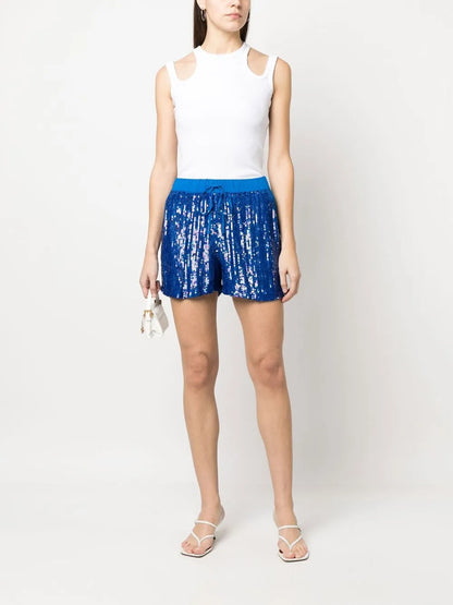 Sequin-Embellished Drawstring Shorts