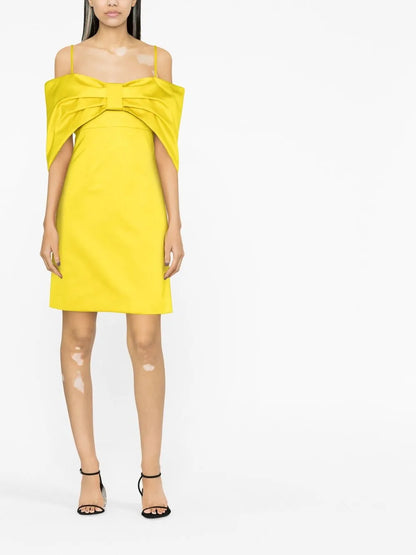 Bow-Detail Cold-Shoulder Dress