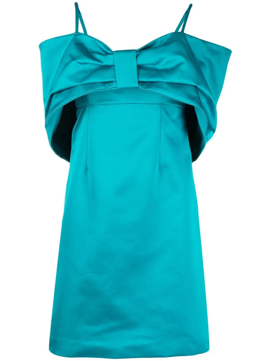 Oversized Bow-Detail Cold-Shoulder Dress