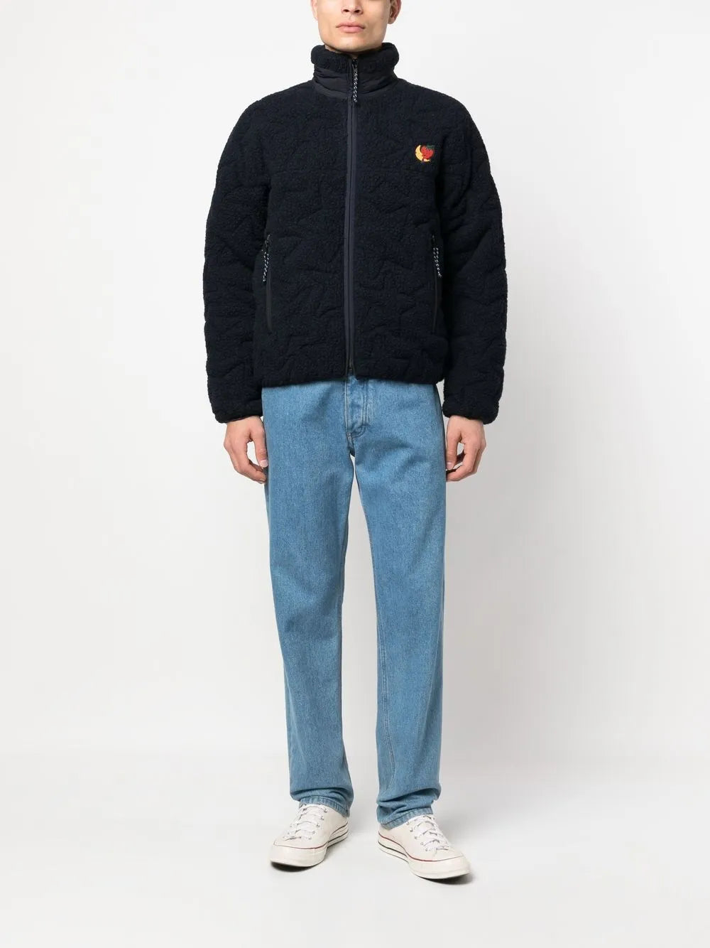 Star-Quilted Fleece Zip-Front Jacket