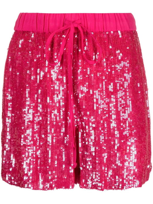 Sequin-Embellished Drawstring Shorts