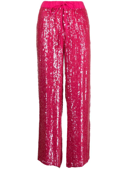 Sequin-Embellished Straight-Leg Trousers