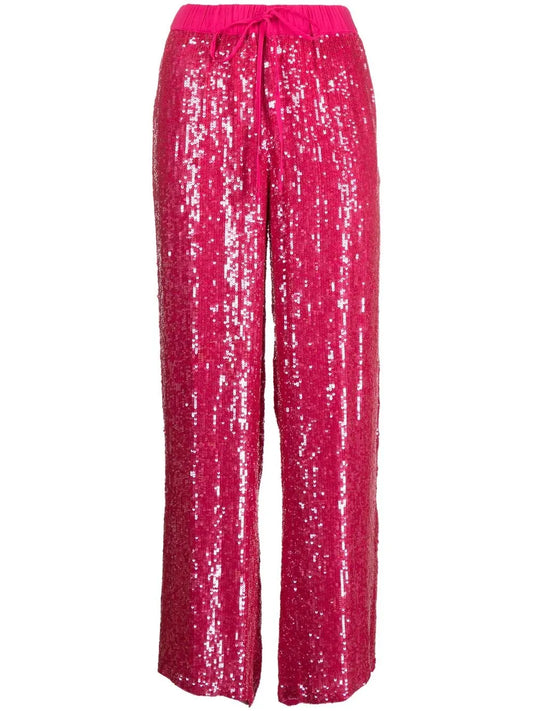 Sequin-Embellished Straight-Leg Trousers