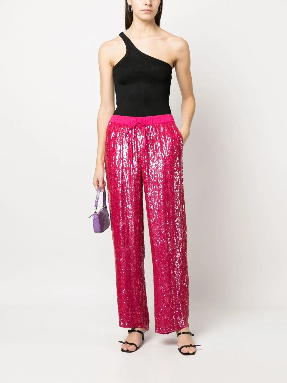 Sequin-Embellished Straight-Leg Trousers
