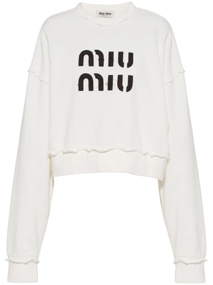 Logo-Embroidered Distressed Cotton Sweatshirt