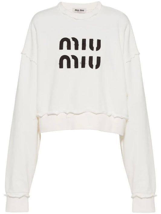 Logo-Embroidered Distressed Cotton Sweatshirt