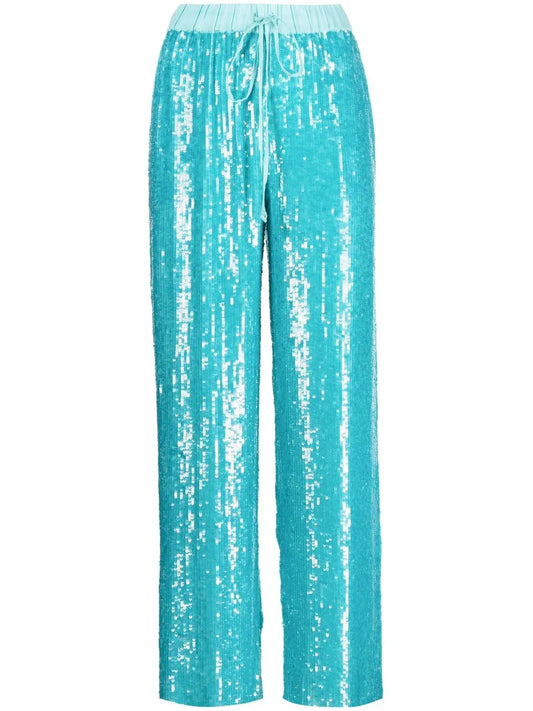 Sequin-Embellished Straight-Leg Trousers