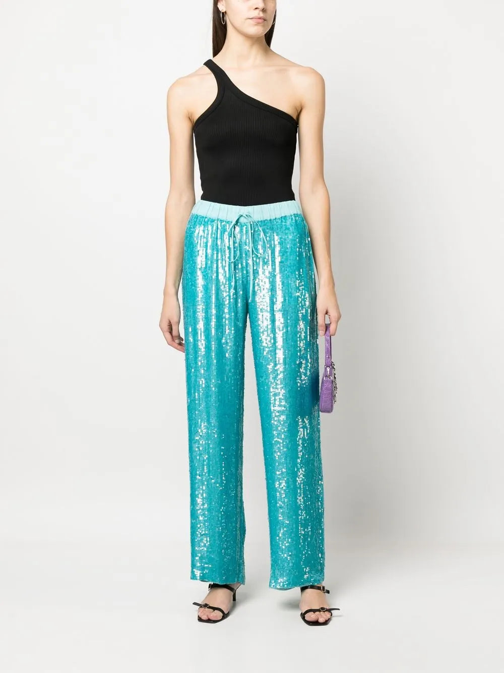 Sequin-Embellished Straight-Leg Trousers