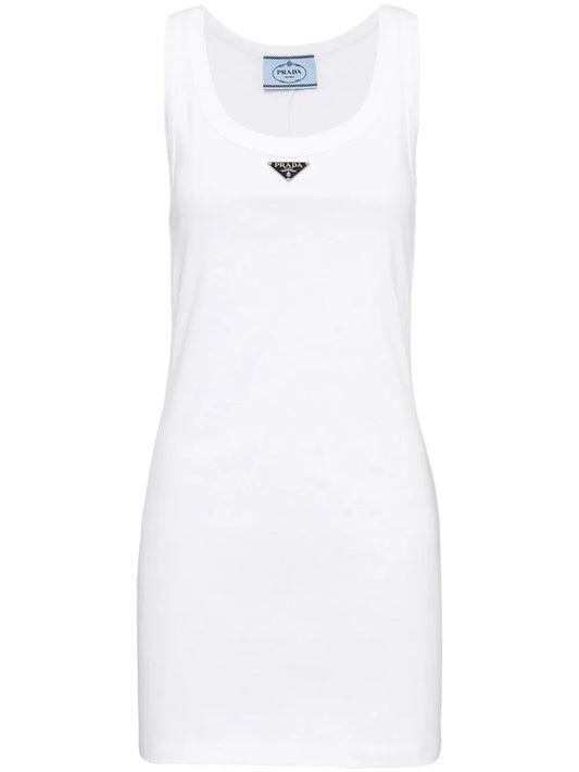 Logo-Plaque Ribbed-Knit Minidress
