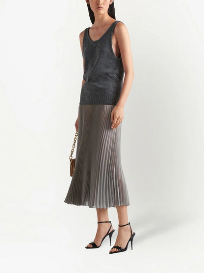 Voile Pleated Midi Skirt