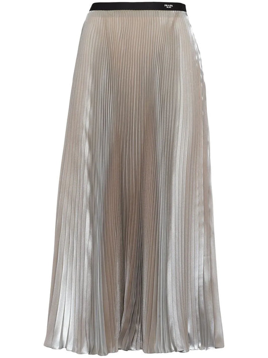 Voile Pleated Midi Skirt