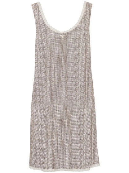 Rhinestone-Embellished Mesh Minidress