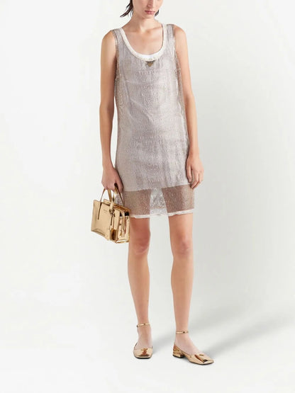 Rhinestone-Embellished Mesh Minidress