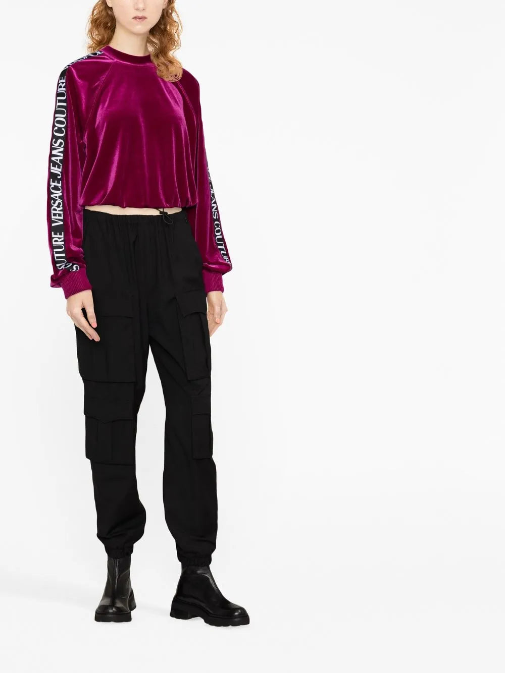 Logo-Trim Velour Sweatshirt