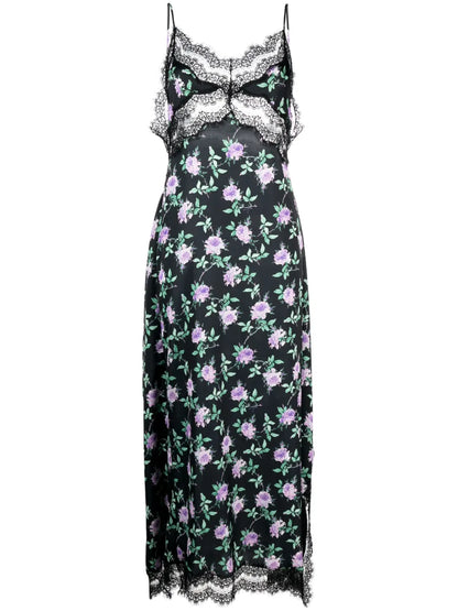 Rose-Print Slip Maxi Dress
