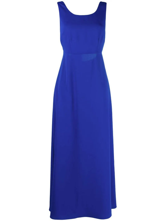 Bow-Fastening Cut-Out Ankle-Length Dress
