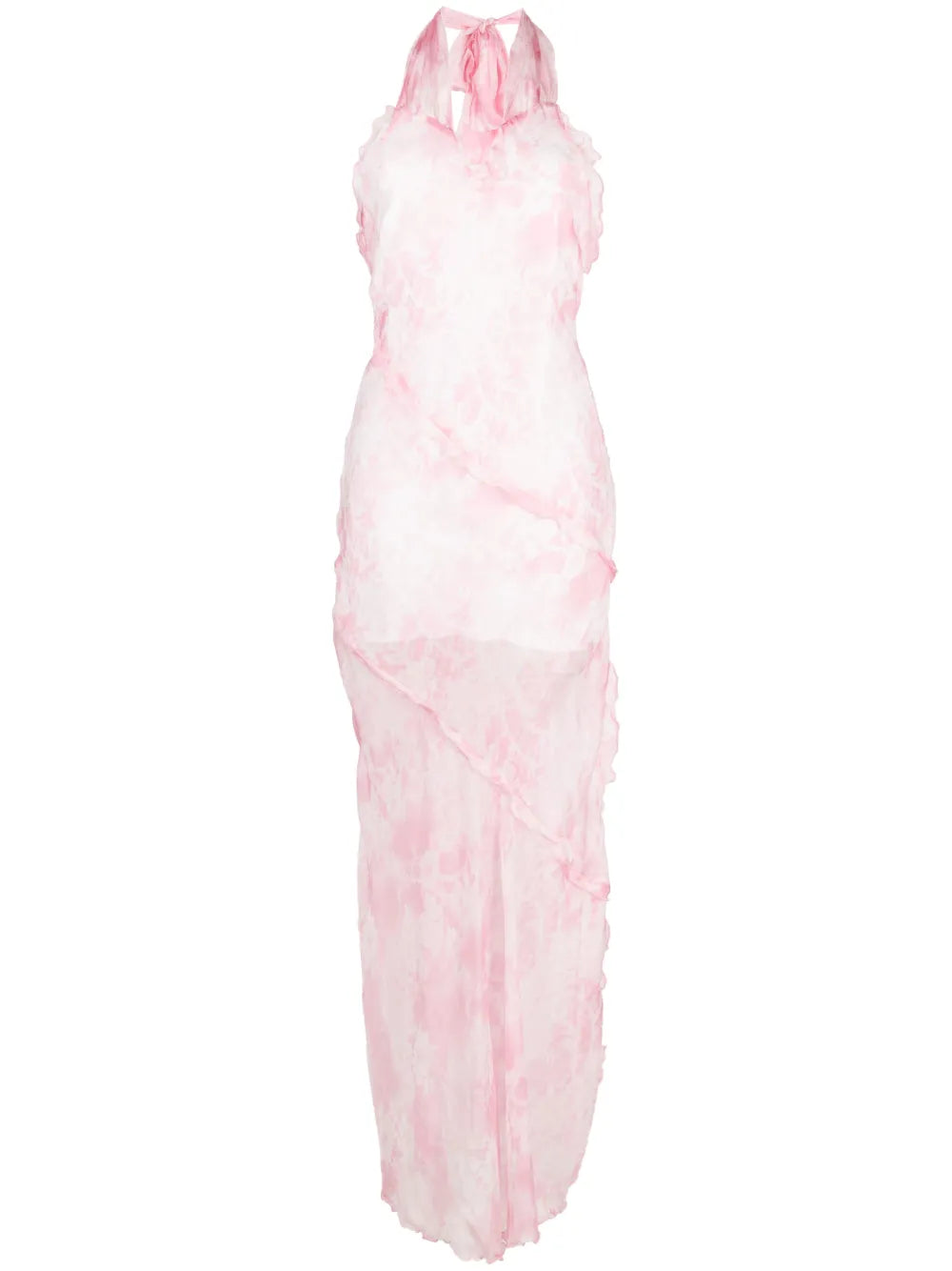 Sheer Ruffle-Detail Maxi Dress