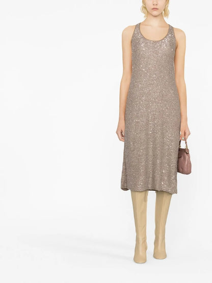 Shimmer-Finish Sleeveless Dress